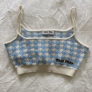 Houndstooth Embroidered Knitted Top